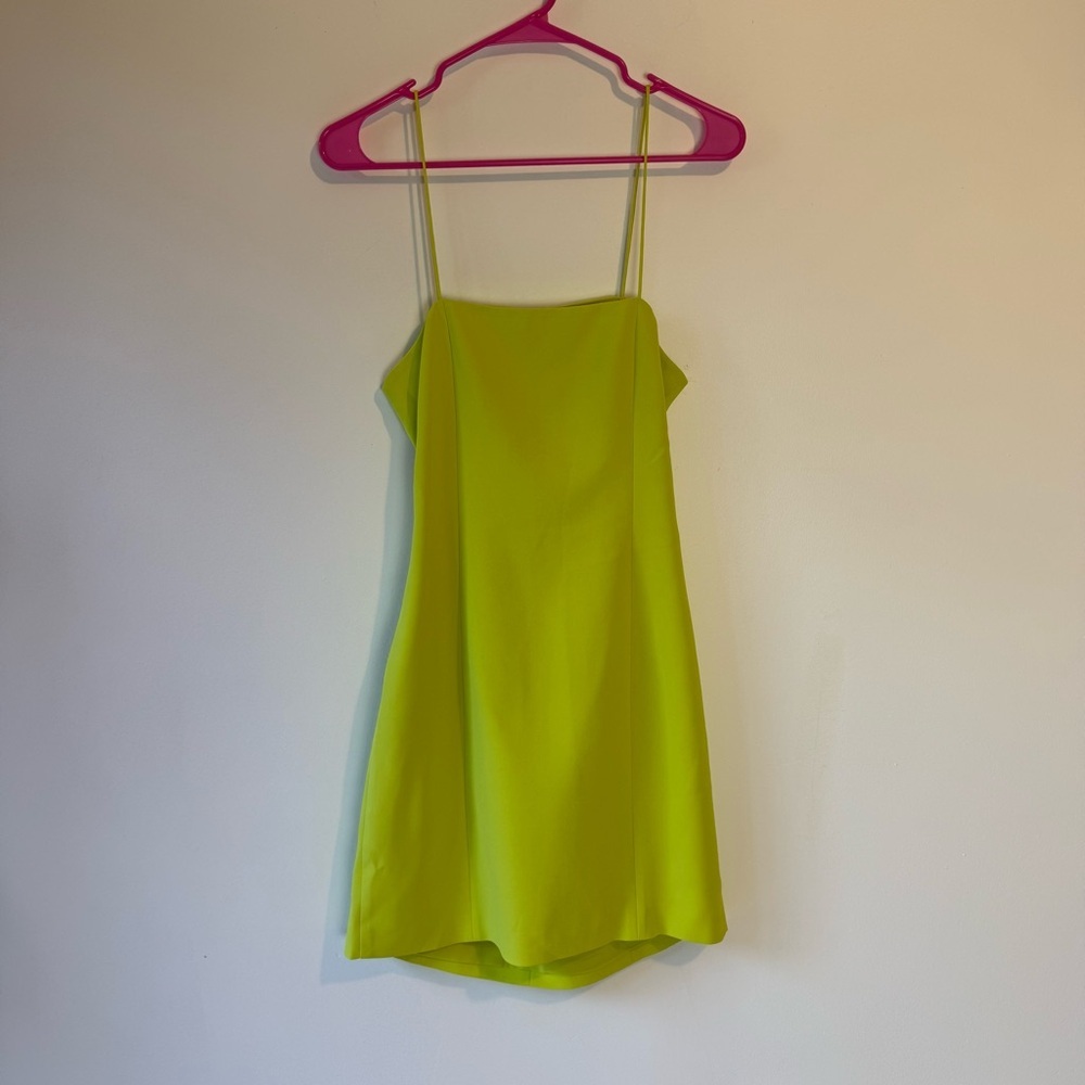 Alice + Olivia Neon Lime Slip Mini Dress